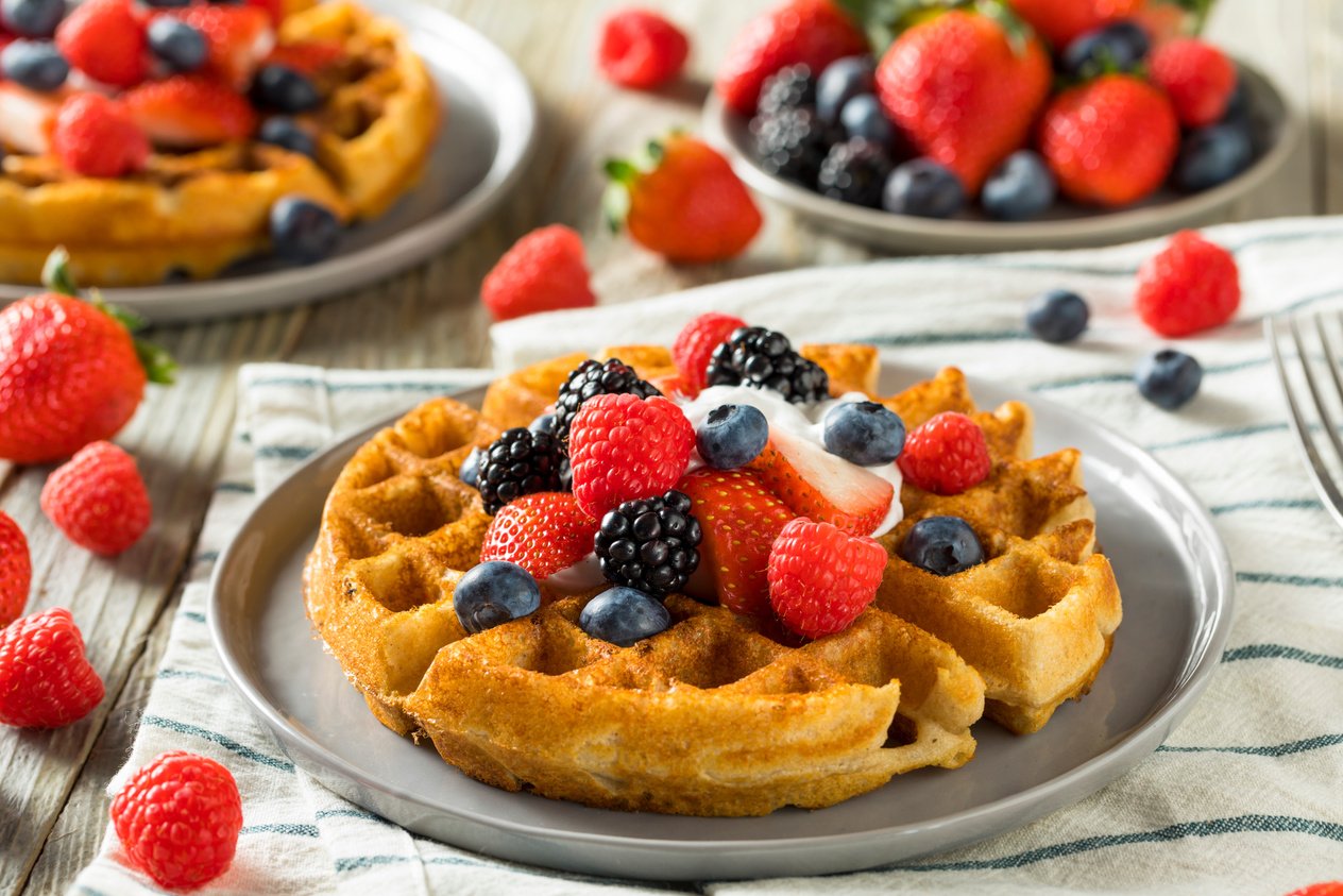 Sweet Homemade Berry Belgian Waffle